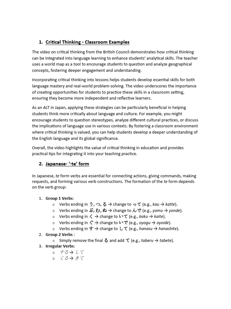 Critical Thinking in Language Learning | PDF