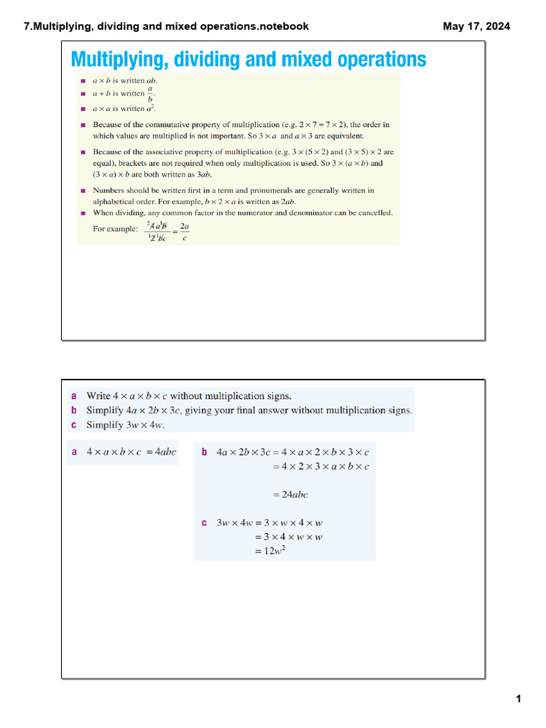 7.multiplying, Dividing and Mixed Operations | PDF