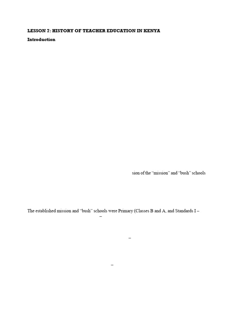 History of Teacher Education in Kenya | PDF | Kenya
