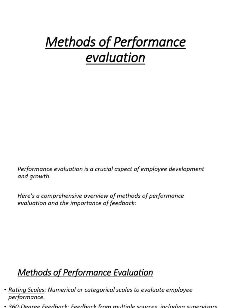 Performance Evaluation Methods & Feedback | PDF | Performance Appraisal ...