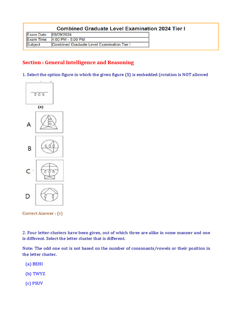 General Intelligence & Reasoning Questions | PDF