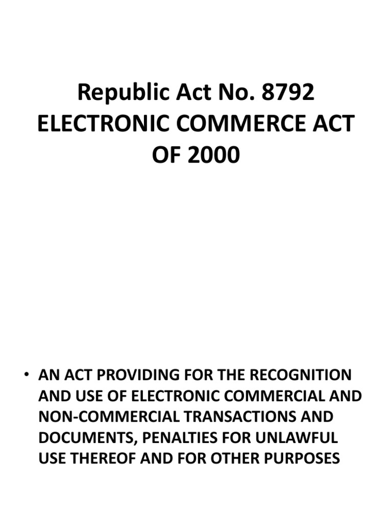 Republic Act No. 8792 Electronic Commerce Act OF 2000 PDF