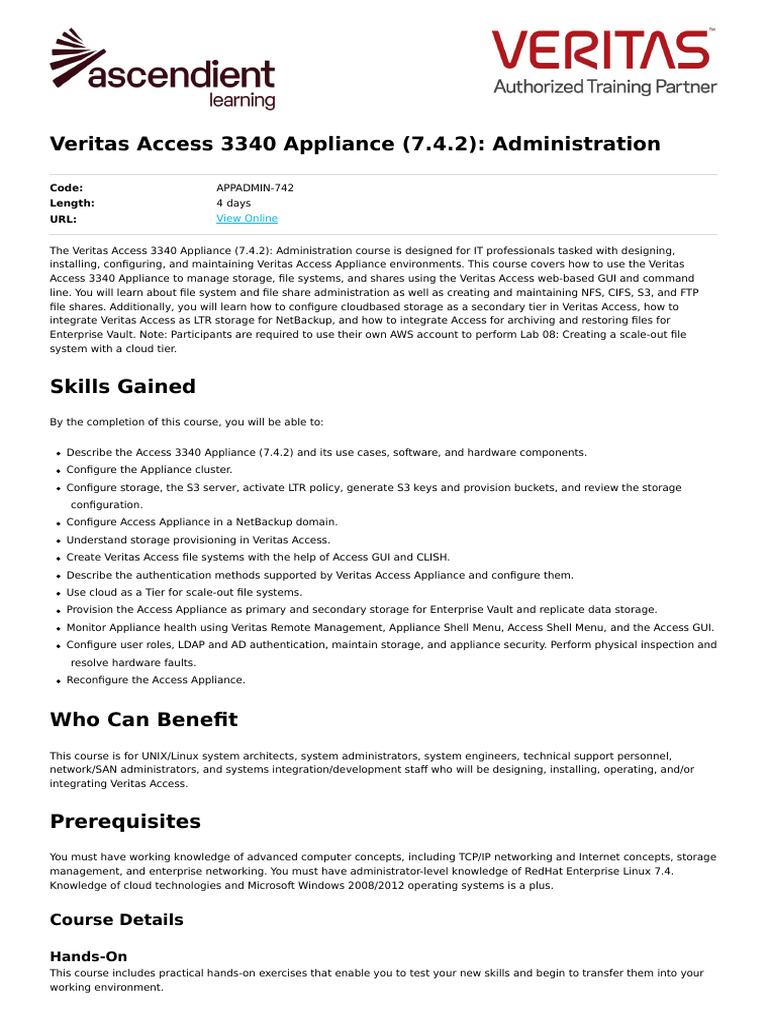 Veritas Access 3340 Appliance Guide | PDF | File System | Cloud Computing