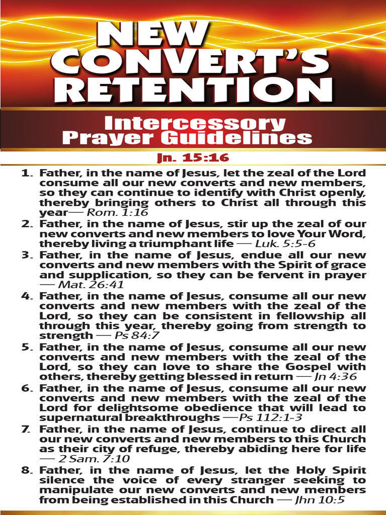 New Convert S Retention Intercessory Prayer Guidelines Pdf Theology