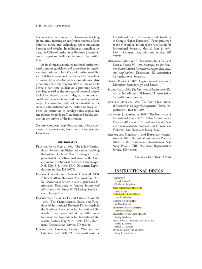 Institutional Research in Education | PDF | Instructional Design | Learning