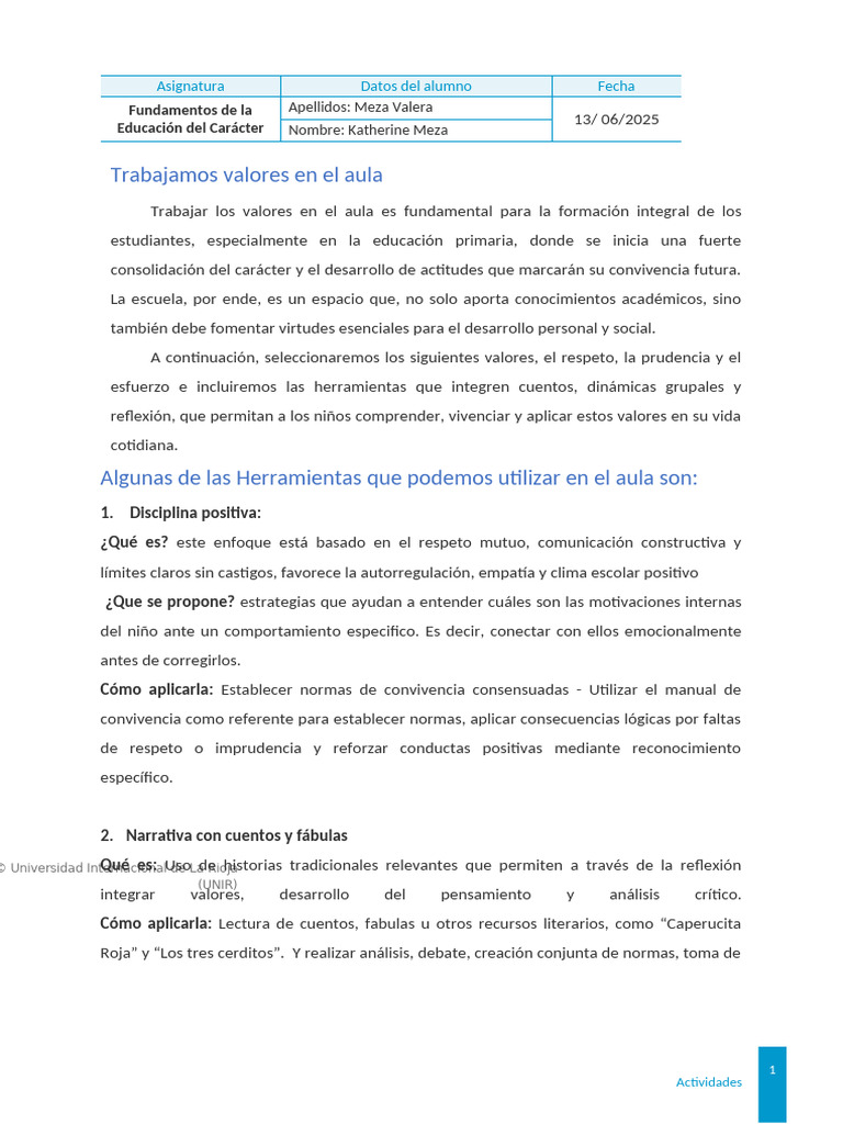 Estrategias para Fomentar Valores en Aula | PDF | Salón de clases ...