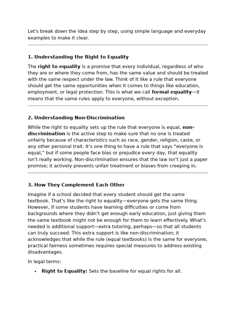 Equality and Non-Discrimination Explained | PDF | Discrimination ...