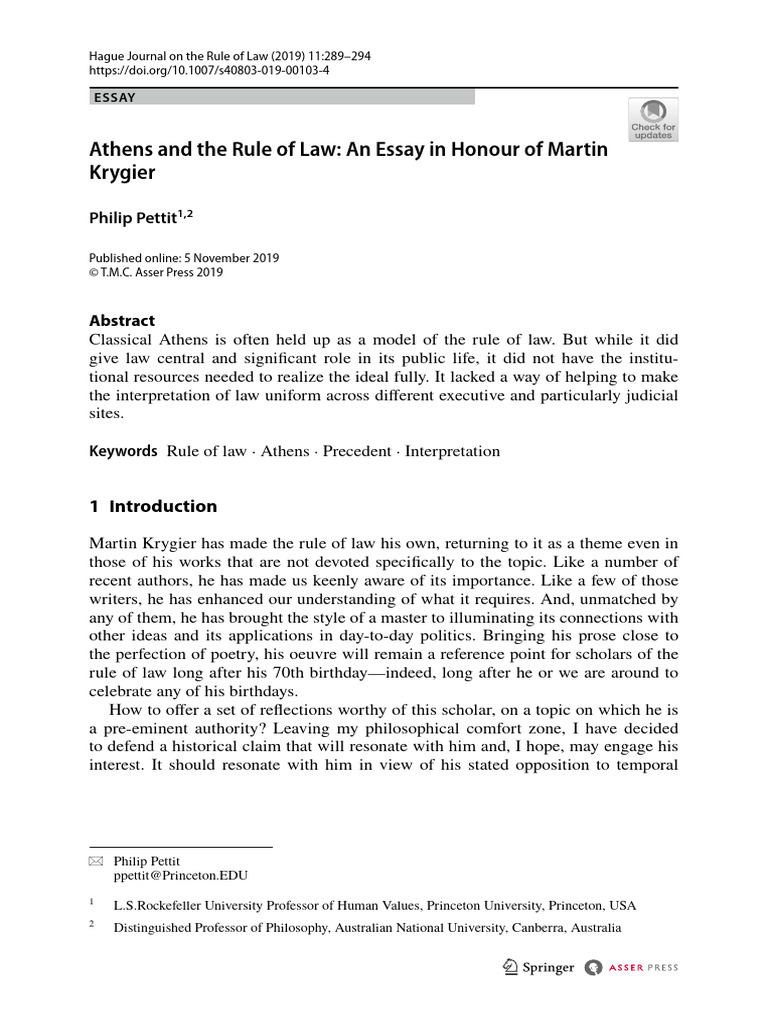 Athens' Rule of Law: A Critical Analysis | PDF | Rule Of Law | Public ...