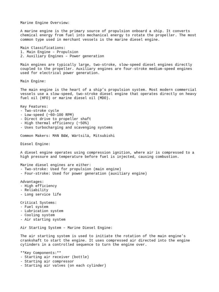 Marine Engine and Air Starting System Guide | PDF | Internal Combustion ...
