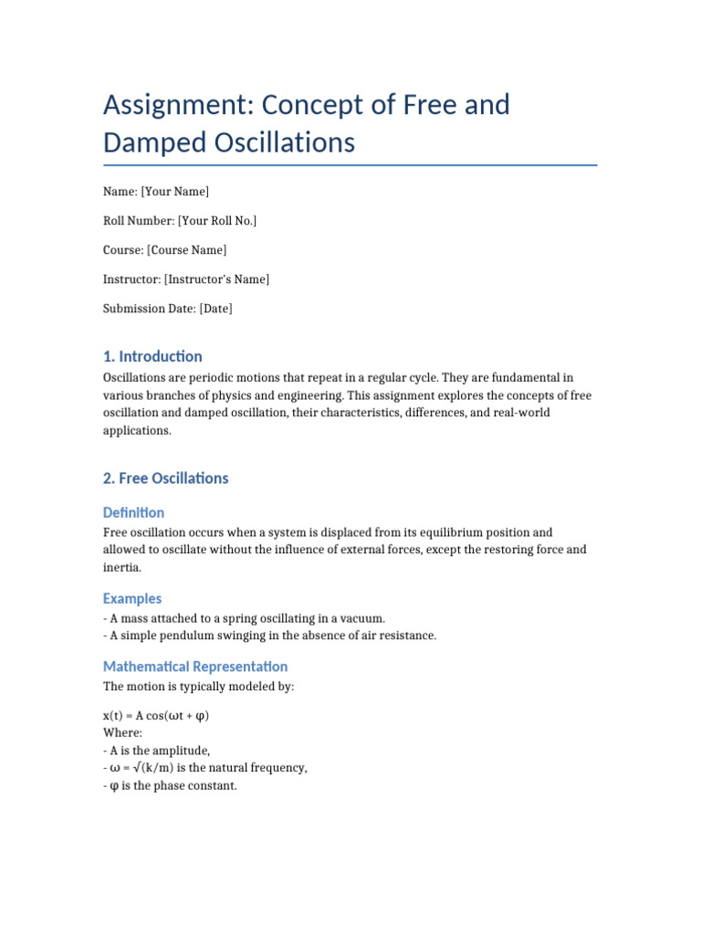 Free and Damped Oscillations Explained | PDF | Oscillation | Damping