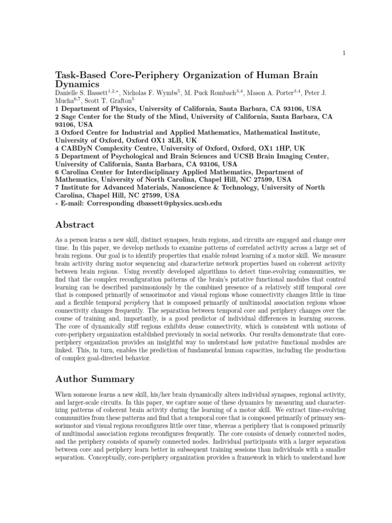 Core-Periphery Organization of Human Brain | PDF | Parietal Lobe | Brain