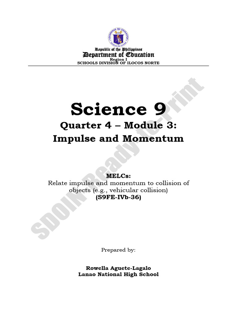 Science 9: Impulse and Momentum Module | PDF | Momentum | Force