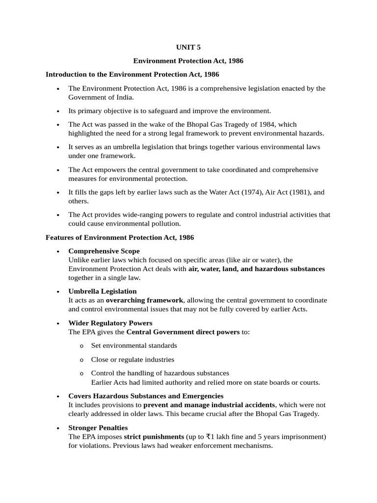 Overview of the Environment Protection Act | PDF | Pollution ...