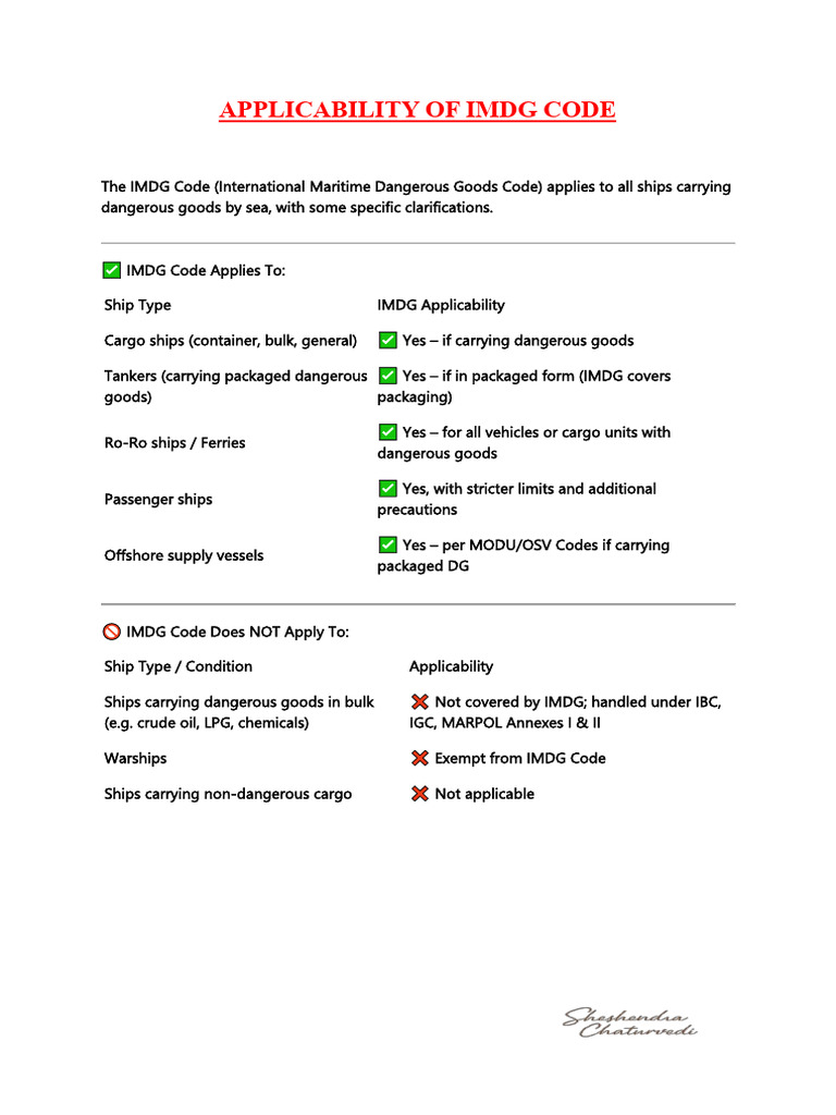 Applicability of Imdg Code | PDF