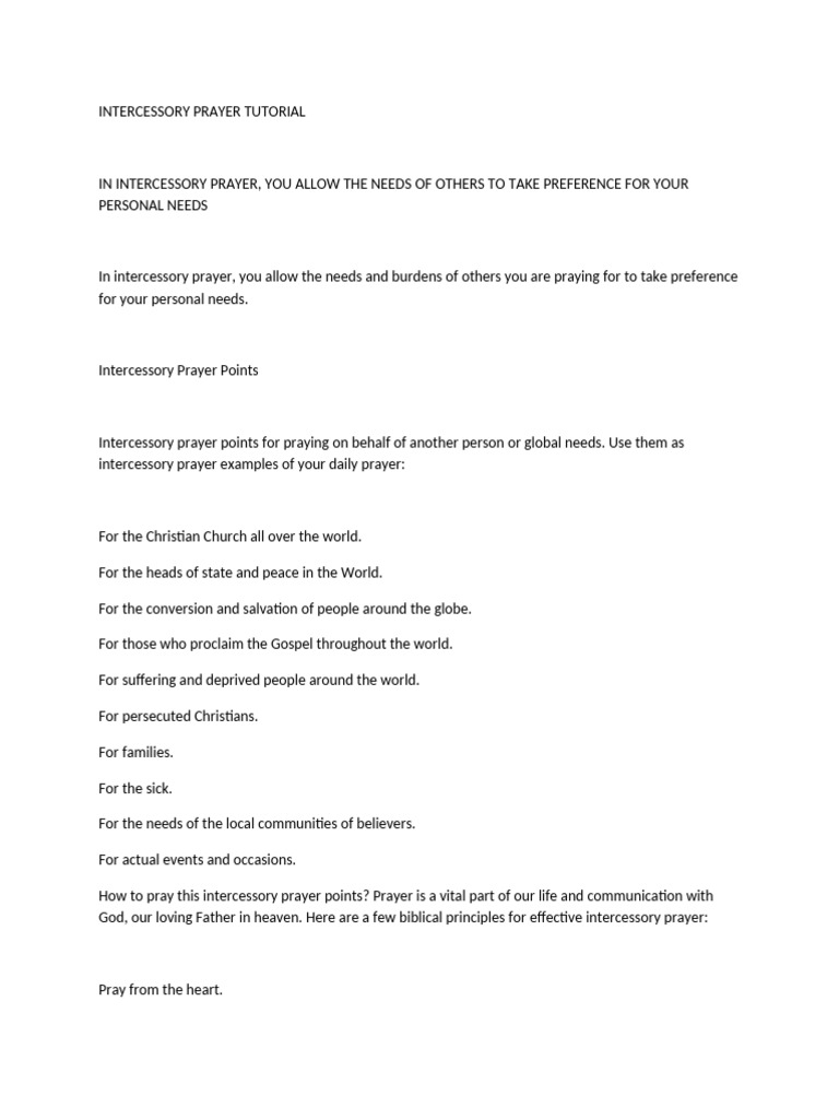 Intercessory Pr-Wps Office | PDF | Prayer | Intercession