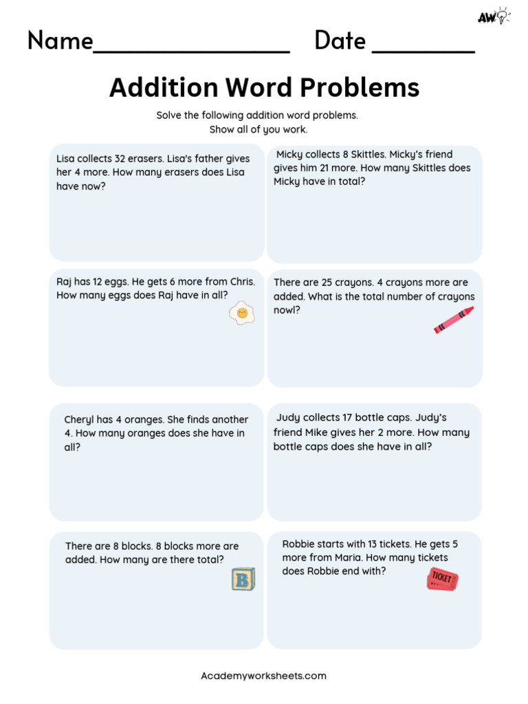 2 Digit Addition Word Problems 2 | PDF