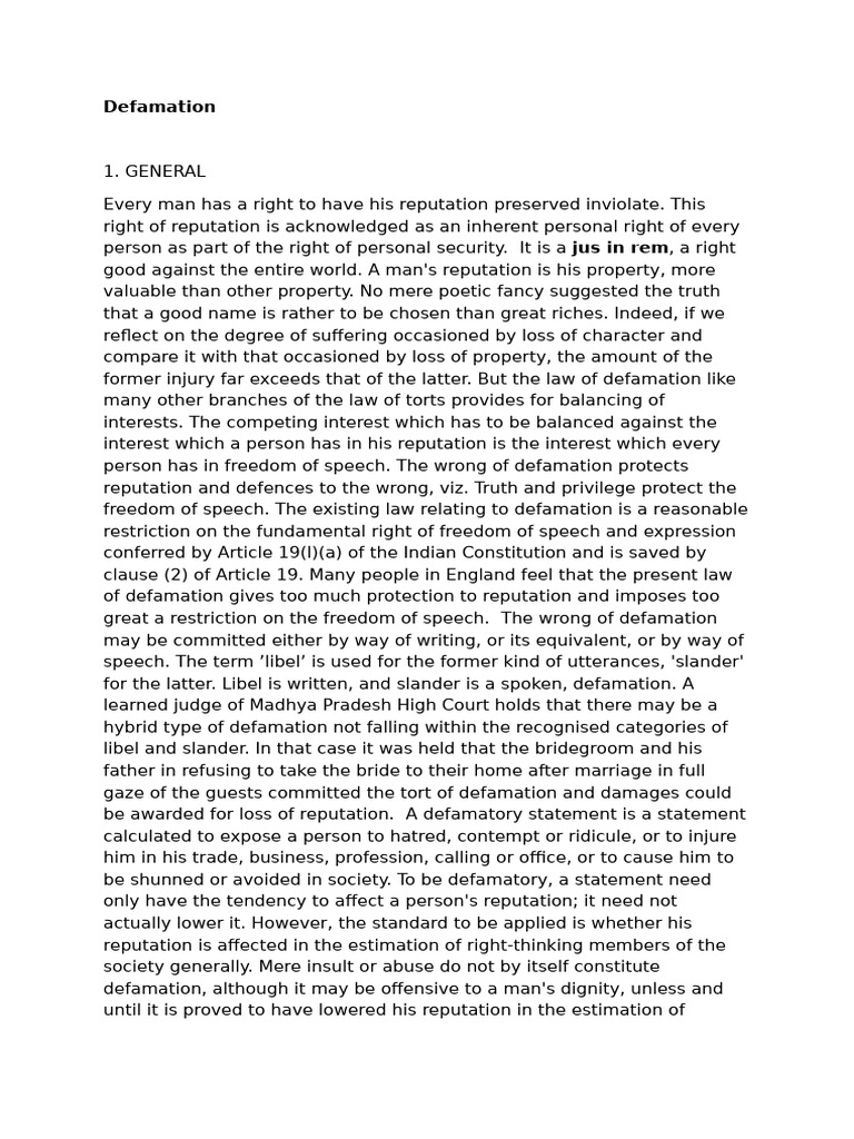 Understanding Defamation and False Imprisonment | PDF | Defamation ...