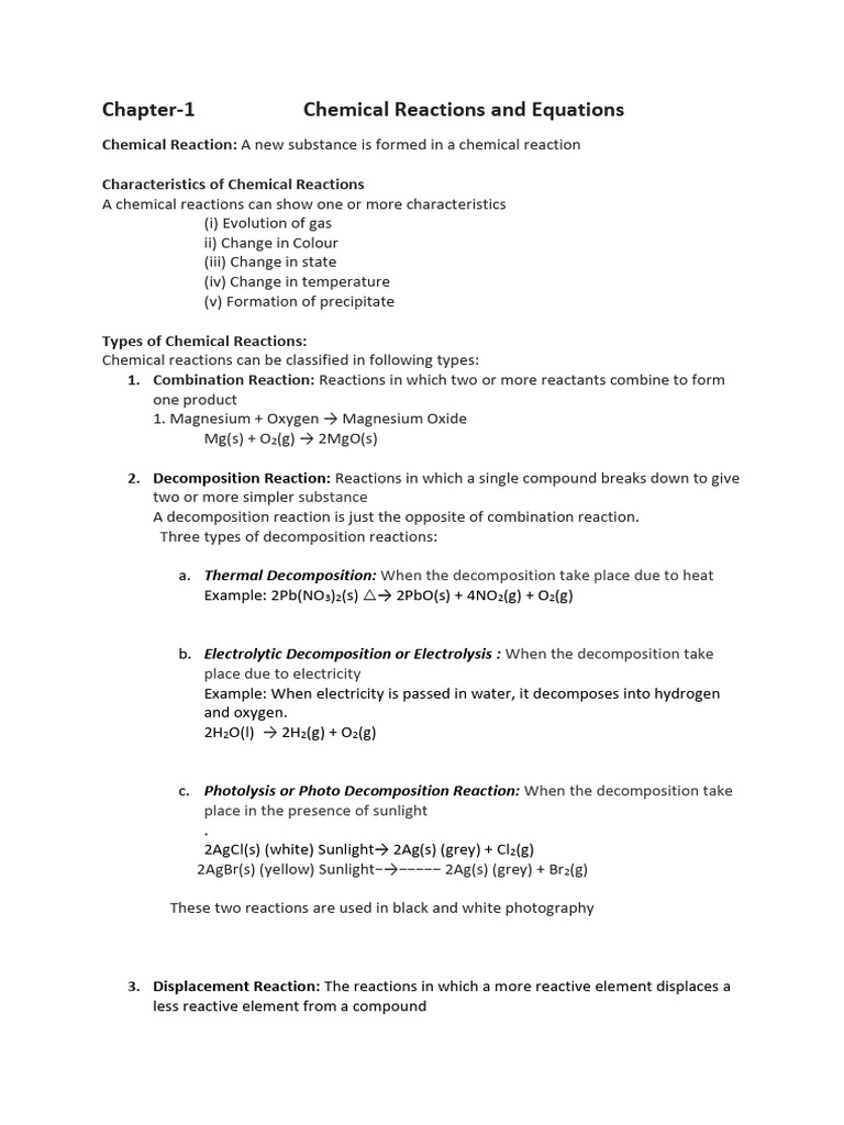 Types of Chemical Reactions Explained | PDF | Redox | Chemical Reactions