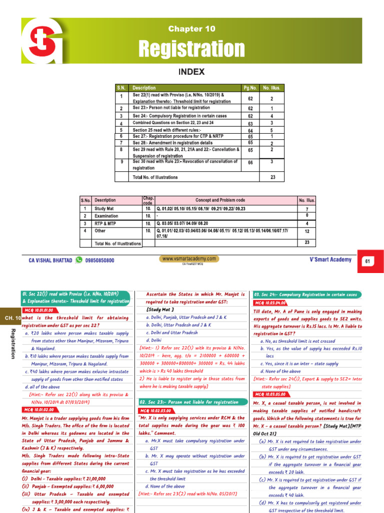 Chapter 10 Registration MCQ | PDF