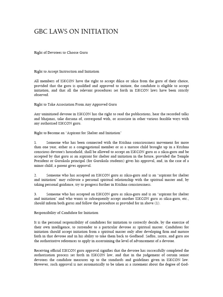 ISKCON Initiation Guidelines and Rights | PDF