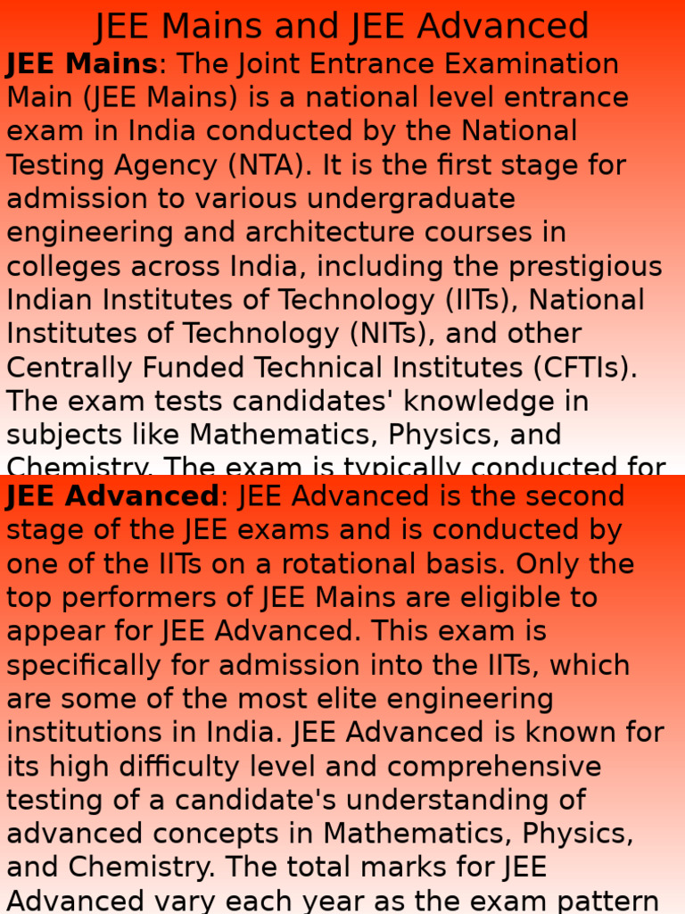 JEE Mains and JEE Advanced | PDF