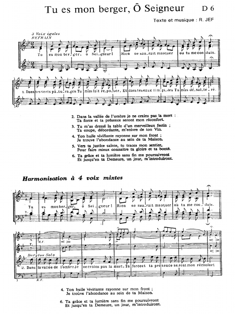Tu Es Mon Berger, A Seigneur D 006 | PDF