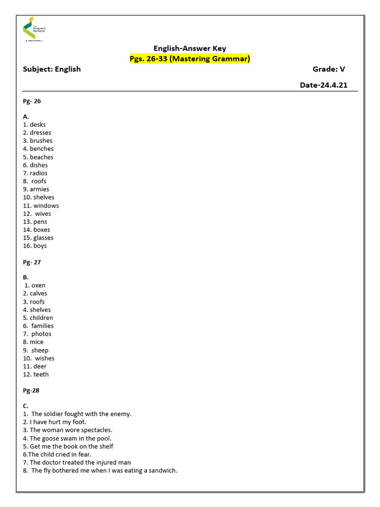 24.4.21-Answer Key-M.G-Pgs.26-33 | PDF