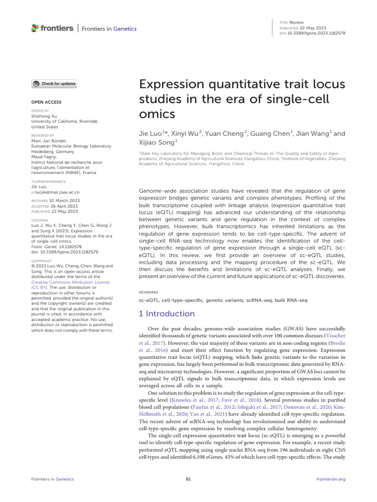 sc-eQTL Insights in Single-Cell Genomics | PDF | Least Squares ...