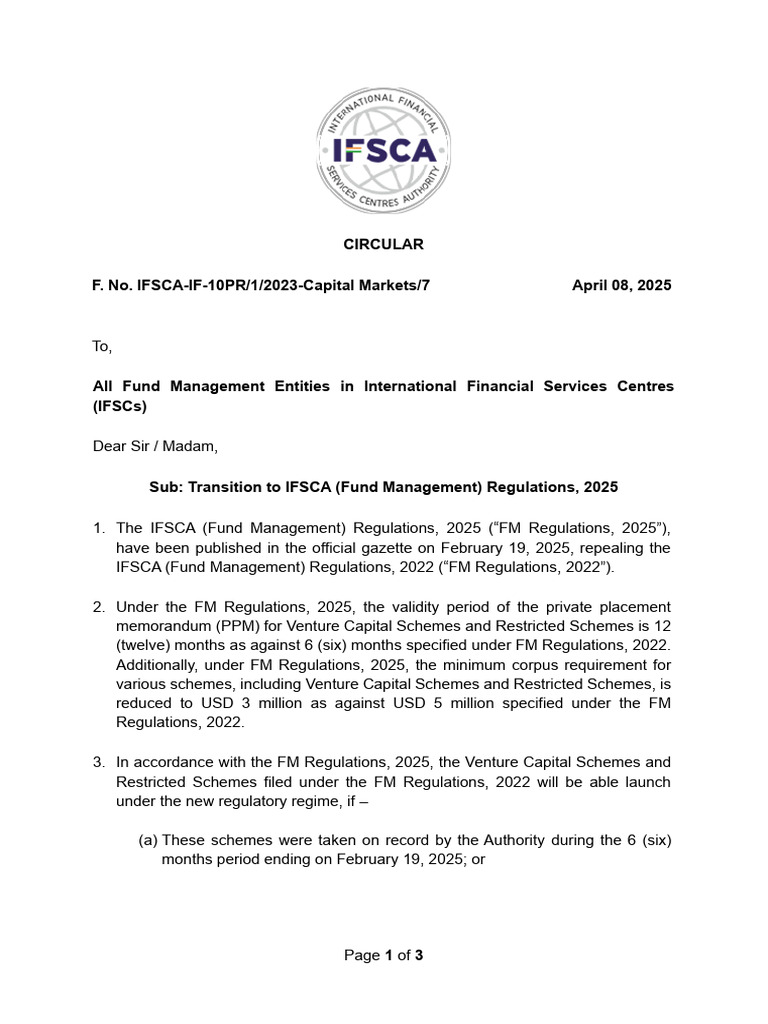 IFSCA Fund Management Regulations 2025 | PDF | Venture Capital ...