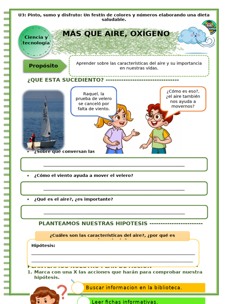 U3 Ficha d3 Cyt Más Que Aire, Oxígeno | PDF | Atmósfera de tierra | Gases