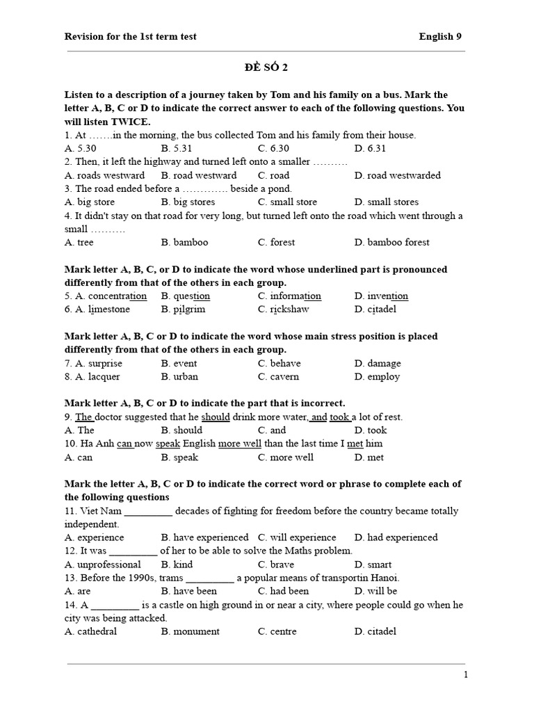 English 9 Term Test Revision Guide | PDF | Foreign Language