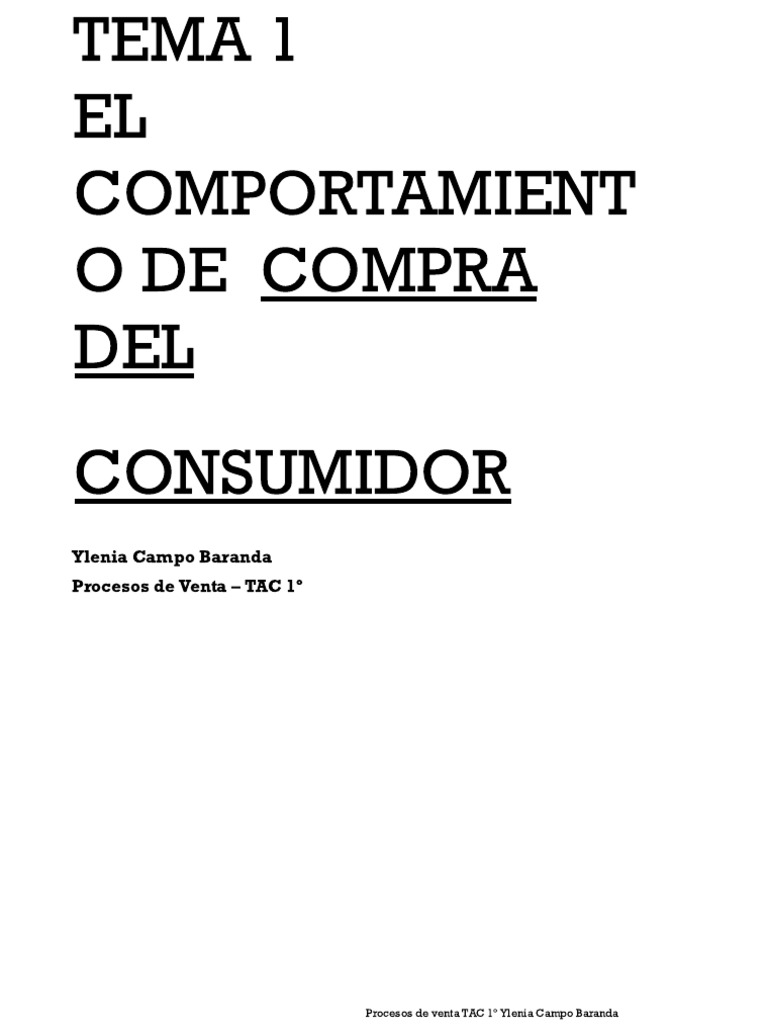 El Comportamiento de Compra Del Consumidor | PDF | Los consumidores ...