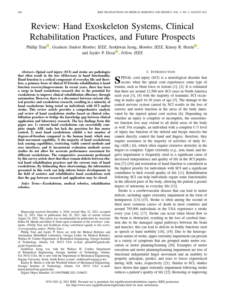 Review Hand Exoskeleton Systems Clinical Rehabilitation Practices and ...