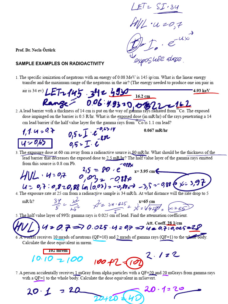 Sample 20examples 20on 20radioactivity | PDF | Gamma Ray | Absorbed Dose