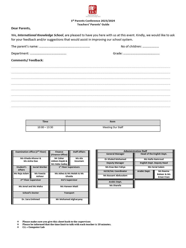 1st Parent Meeting 2023 2024 | PDF