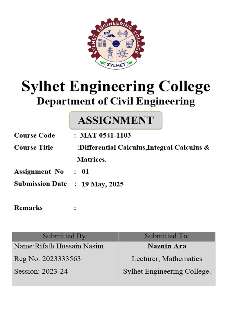 Differential Calculus Assignment 2023 | PDF