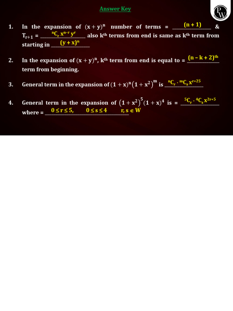 Binomial Expansion and Coefficients Guide | PDF | Chess | Chess Theory
