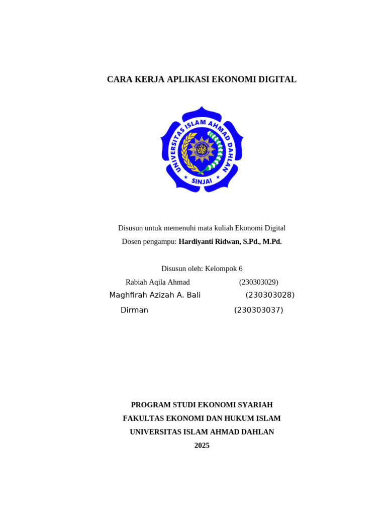 Cara Kerja Aplikasi Ekonomi Digital | PDF