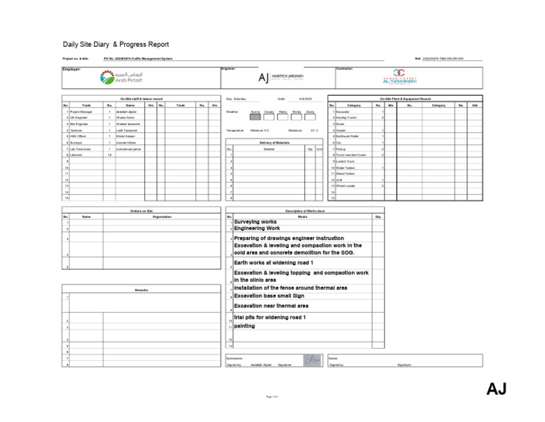 Daily Progress Report: Traffic Management System | PDF | Construction ...