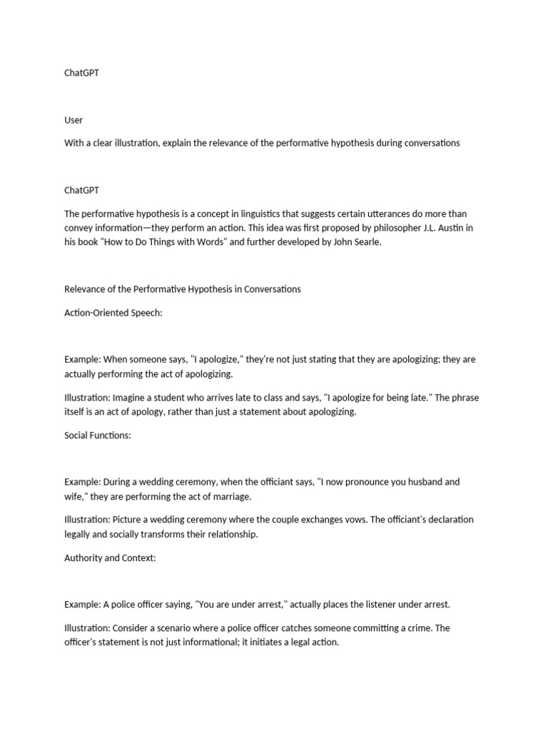 Performative Hypothesis in Conversations | PDF