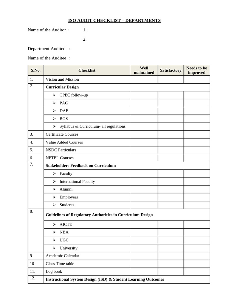 Comprehensive ISO Audit Checklist | PDF | Audit | Libraries