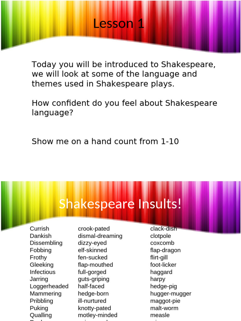 Intro To Shakespeare Scheme Powerpoint | PDF | The Tempest | Characters ...