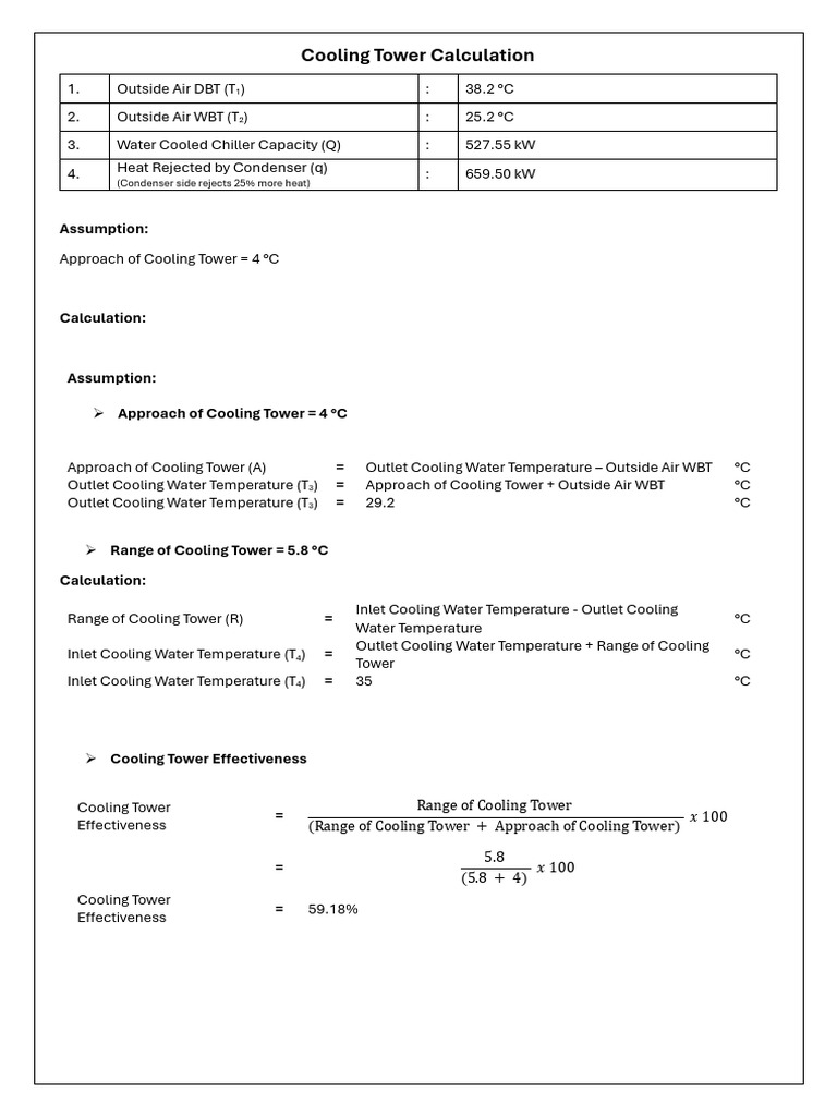 Cooling Tower Capacity and Loss Calculations | PDF | Energy Technology ...