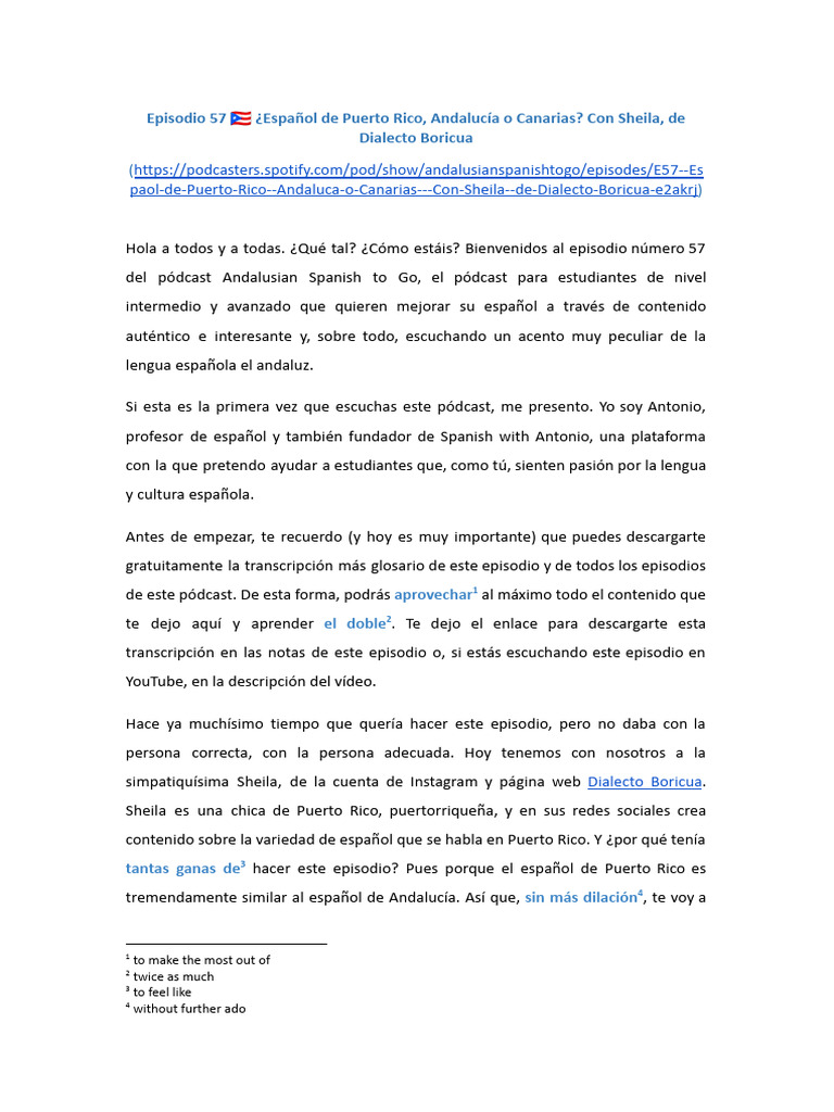 Español de Puerto Rico y su Acento | PDF | Lengua española | Puerto Rico