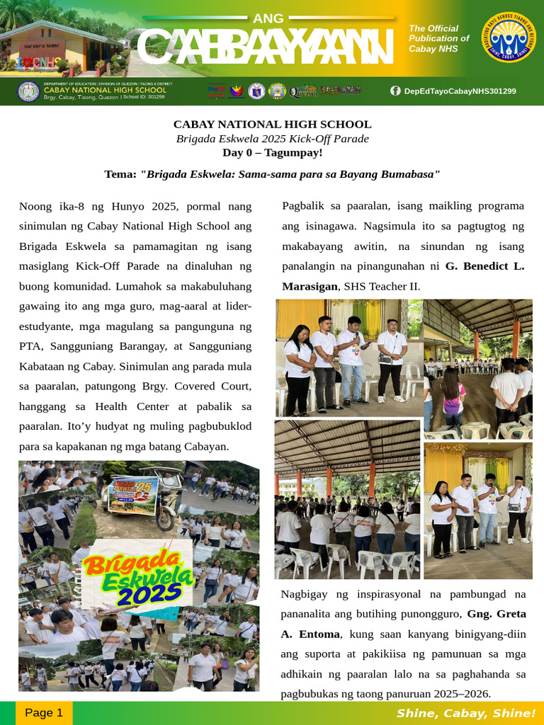 Brigada Eskwela 2025 - Day 0 | PDF