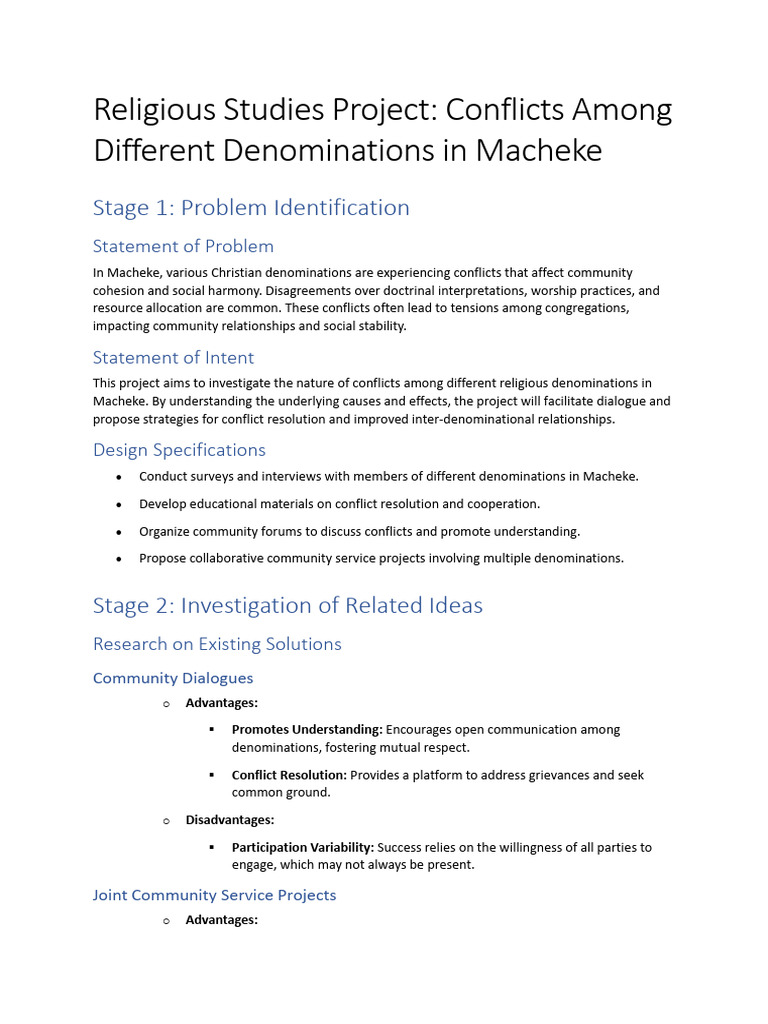 Conflicts Among Christian Denominations in Macheke | PDF | Conflict ...