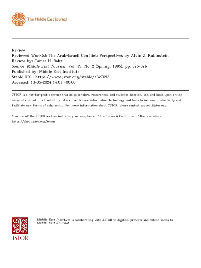 Arab-Israeli Conflict Perspectives Review | PDF | Zionism | Israel