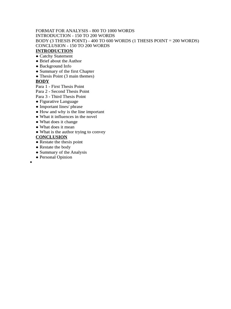 Format For Analysis | PDF