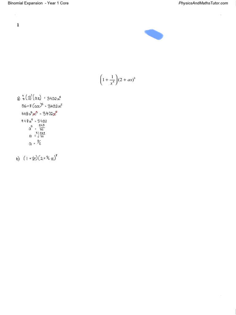 Year 1 Binomial Expansion Problems | PDF | Mathematics Of Computing ...