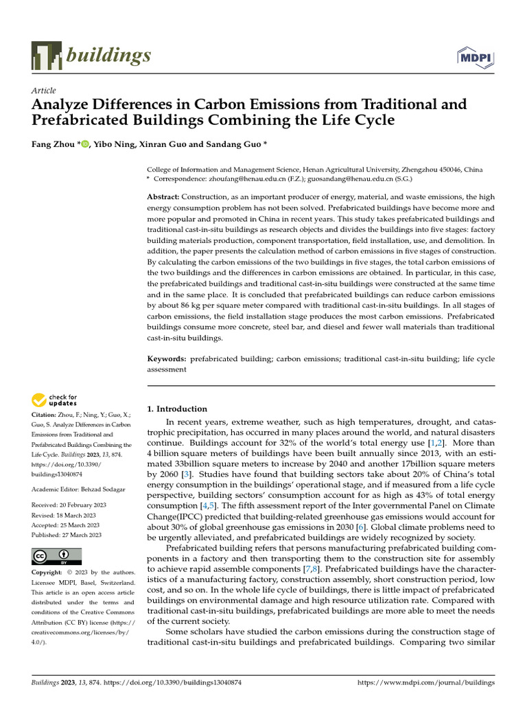 Carbon Emissions in Building Types Analysis | PDF | Life Cycle ...